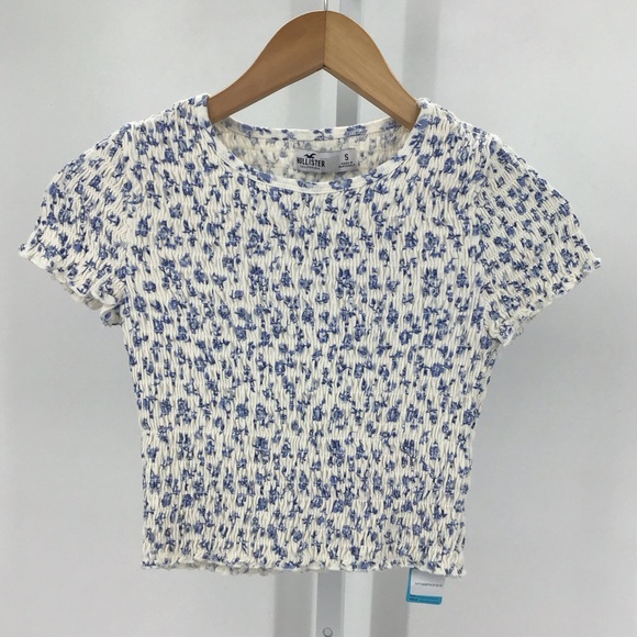 Hollister Blue Floral Crop Top Size S - Picture 1 of 3